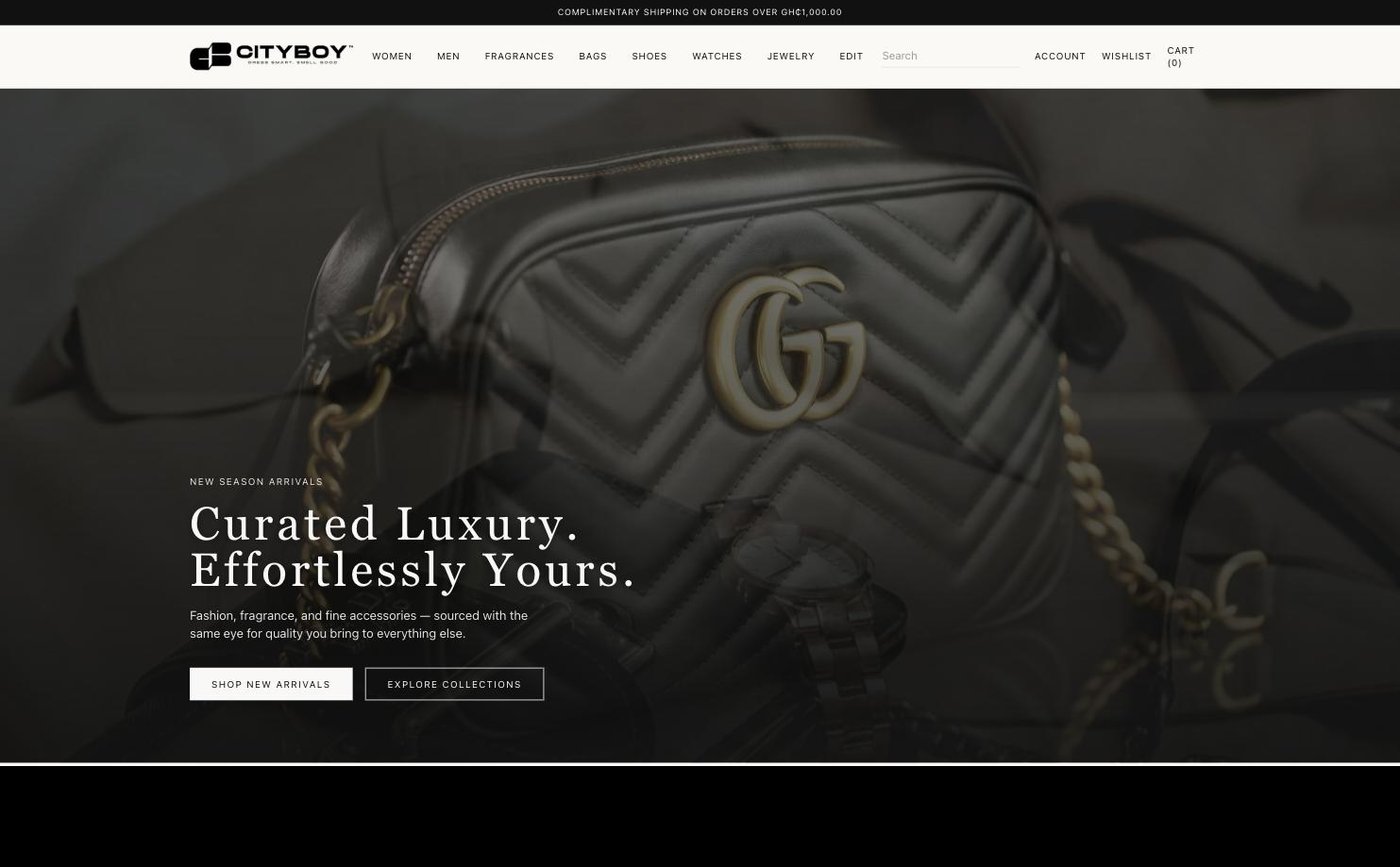 CityBoyStore e-commerce website built by Denx Technologies